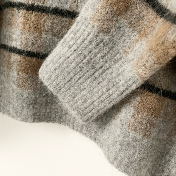 NEW Zara Alpaca Wool Blend Checkered Plaid Turtleneck Crop Sweater M - NWT - Picture 9 of 10